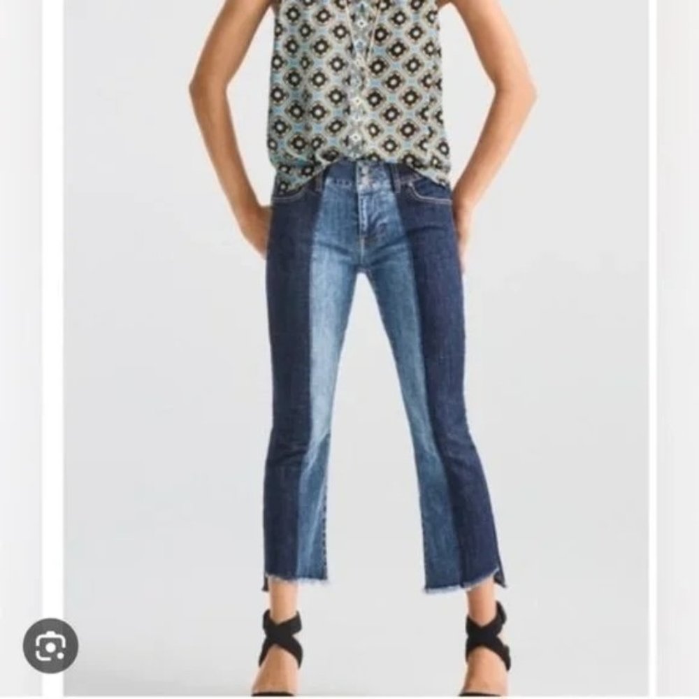 CABI High Low Crop Jeans Blue Sz 14 #6281 EUC